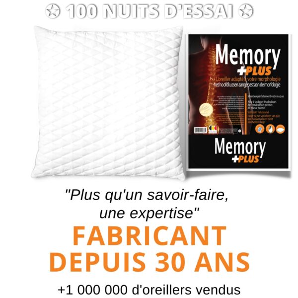 Oreiller Douleur Cervicales 60x60cm MEMOIRE DE FORME - ferme - carre - confort-dream
